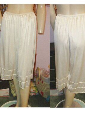 Vtg 50s Pettipant Tiered Nylon Bloomers Size 1X Pant Liner Slip Tradwife Coquett